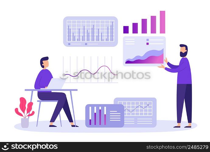 Market forecast trend use chart and graphic. Vector business market forecast, graph data and financial analysis trend illustration. Market forecast trend use chart and graphic