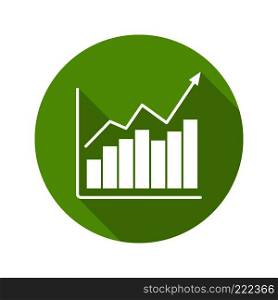 Market growth chart flat design long shadow icon. Diagram. Business statistics graph. Vector silhouette symbol. Market growth chart flat design long shadow icon