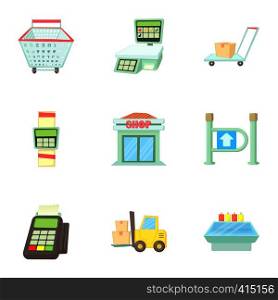 Market icons set. Cartoon illustration of 9 market vector icons for web. Market icons set, cartoon style