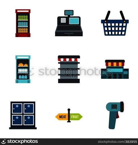 Market icons set. Flat illustration of 9 market vector icons for web. Market icons set, flat style