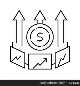 market inflation line icon vector. market inflation sign. isolated contour symbol black illustration. market inflation line icon vector illustration