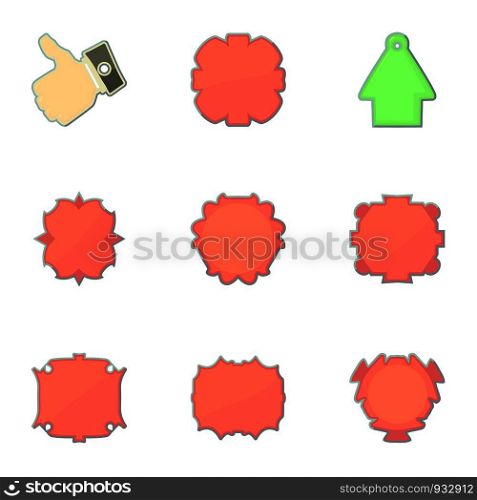 Market labels icons set. Cartoon set of 9 market labels vector icons for web isolated on white background. Market labels icons set, cartoon style