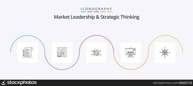 Market Leadership And Strategic Thinking Line 5 Icon Pack Including business. project. pertinent. presentation. report