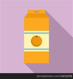 Market orange juice package icon. Flat illustration of market orange juice package vector icon for web design. Market orange juice package icon, flat style