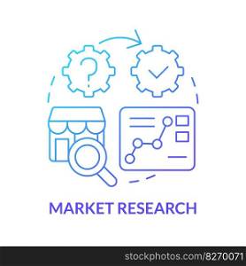 Market research blue gradient concept icon. Predict business tendencies. Causal studying ex&le abstract idea thin line illustration. Isolated outline drawing. Myriad Pro-Bold font used. Market research blue gradient concept icon