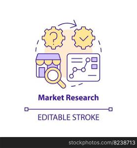 Market research concept icon. Predict tendencies. Causal studying ex&le abstract idea thin line illustration. Isolated outline drawing. Editable stroke. Arial, Myriad Pro-Bold fonts used. Market research concept icon