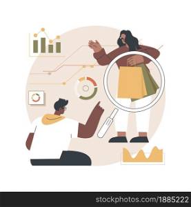 Market research studies abstract concept vector illustration. Explore new market segment, product testing, customers needs research, brand management studies, paid focus group abstract metaphor.. Market research studies abstract concept vector illustration.