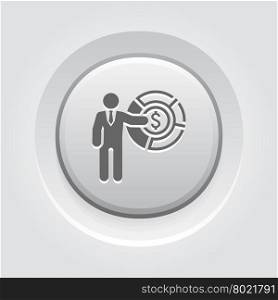 Market Share Icon. Business Concept. Market Share Icon. Business Concept. Grey Button Design