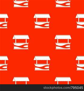 Market stall with awning pattern repeat seamless in orange color for any design. Vector geometric illustration. Market stall with awning pattern seamless