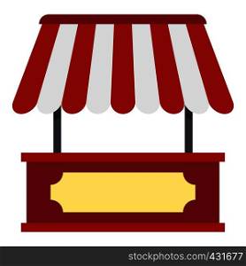 Market stall with red and white awning icon flat isolated on white background vector illustration. Market stall with red and white awning icon