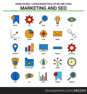 Marketing and SEO Flat Line Icon Set - Business Concept Icons Design