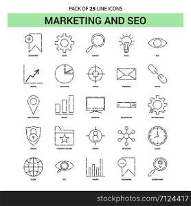 Marketing and SEO Line Icon Set - 25 Dashed Outline Style