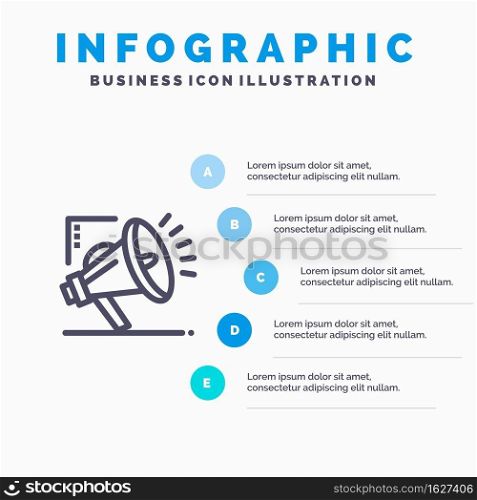 Marketing, Automation, Marketing Automation, Digital Line icon with 5 steps presentation infographics Background