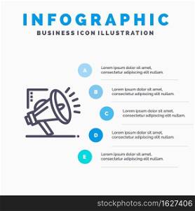 Marketing, Automation, Marketing Automation, Digital Line icon with 5 steps presentation infographics Background