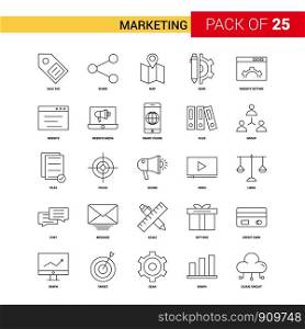 Marketing Black Line Icon - 25 Business Outline Icon Set