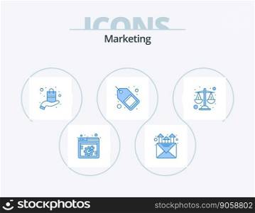 Marketing Blue Icon Pack 5 Icon Design. justice. sale tag. presentation. sale. market
