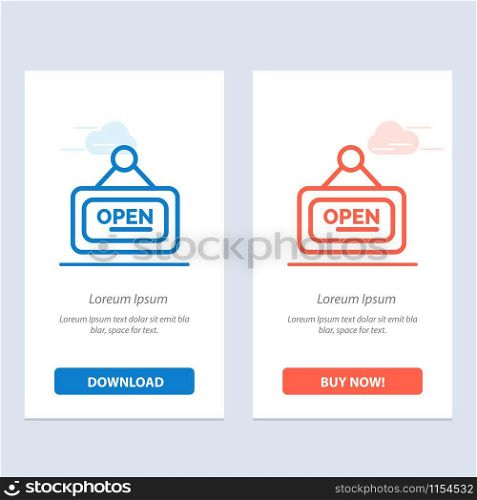 Marketing, Board, Sign, Open Blue and Red Download and Buy Now web Widget Card Template