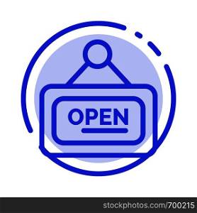 Marketing, Board, Sign, Open Blue Dotted Line Line Icon
