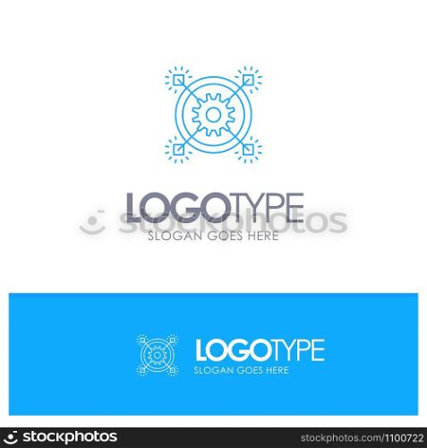 Marketing, Business, Idea, Pertinent, Gear Blue outLine Logo with place for tagline