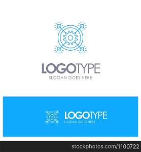 Marketing, Business, Idea, Pertinent, Gear Blue outLine Logo with place for tagline