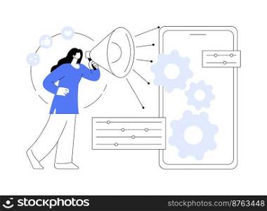 Marketing c&aign management abstract concept vector illustration. Marketing strategy execution, c&aign efficiency control, tracking and analysis, social media metrics abstract metaphor.. Marketing c&aign management abstract concept vector illustration.