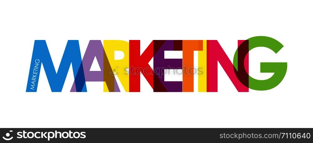 MARKETING. Color colorful banner, lowercase letters, simple design