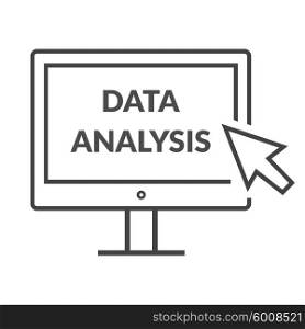 Marketing data analytics analyzing statistics chart. Data analysis seo concept. Monitor with text Data Analysis. Isolated data analysis icon Flat icon modern design style vector illustration concept.