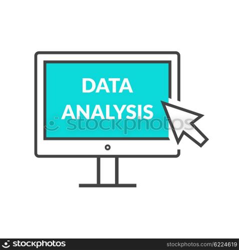 Marketing data analytics analyzing statistics chart. Data analysis seo concept. Monitor with text Data Analysis. Isolated icon Flat modern design style vector illustration concept.