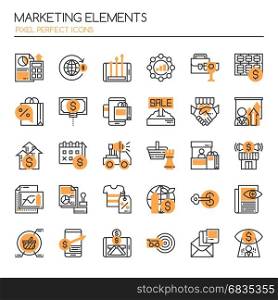 Marketing Elements , Thin Line and Pixel Perfect Icons
