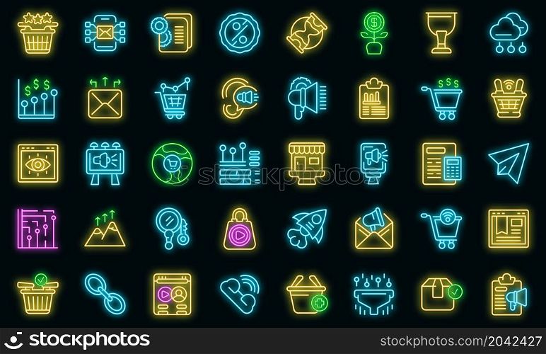 Marketing filled icon. Outline marketing filled vector icon neon color on black. Marketing filled icon, outline style