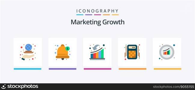 Marketing Growth Flat 5 Icon Pack Including accounts. interaction. alarm. calculator. growth. Creative Icons Design