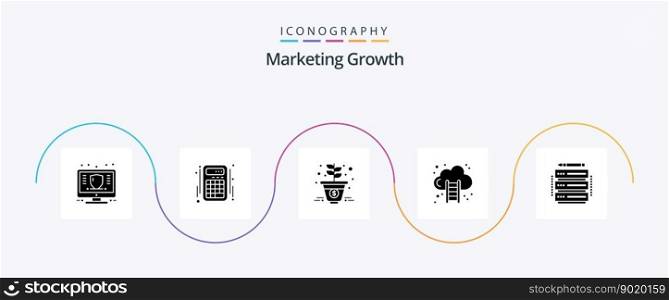Marketing Growth Glyph 5 Icon Pack Including edit. growth. accounts. finance. mo≠y