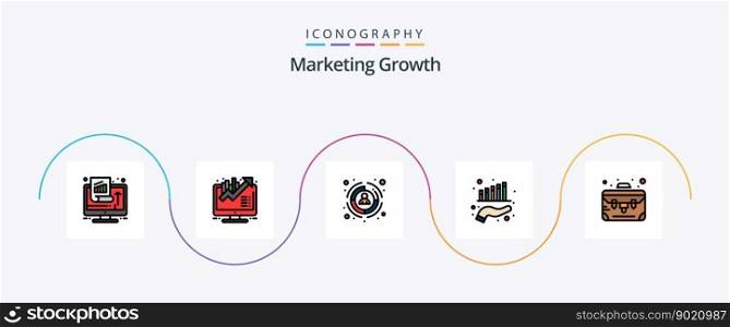 Marketing Growth Line Filled Flat 5 Icon Pack Including business. growth. growth. finance. target