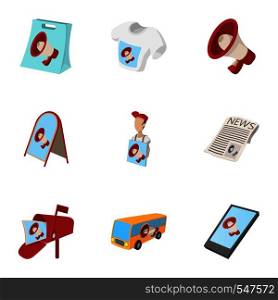 Marketing icons set. Cartoon illustration of 9 marketing vector icons for web. Marketing icons set, cartoon style