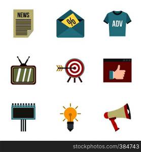 Marketing icons set. Flat illustration of 9 marketing vector icons for web. Marketing icons set, flat style