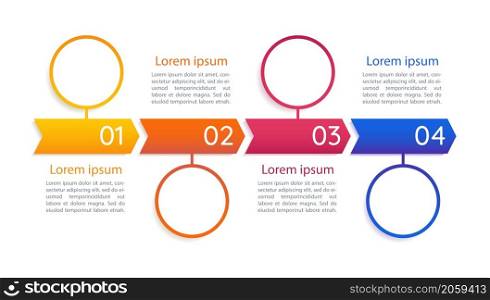 Marketing infographic chart design template. Professional management. Abstract infochart with copy space. Instructional graphics with 4 step sequence. Quicksand Medium, Myriad Regular fonts used. Marketing infographic chart design template