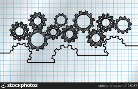 Marketing mechanism concept. background design with connected gears .vector.