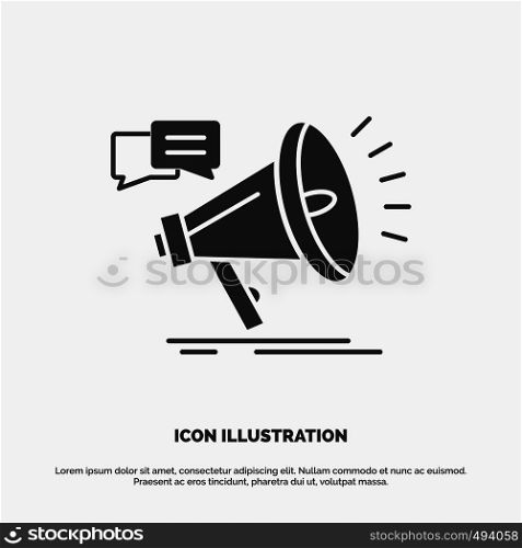marketing, megaphone, announcement, promo, promotion Icon. glyph vector gray symbol for UI and UX, website or mobile application. Vector EPS10 Abstract Template background