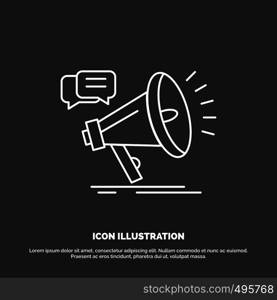 marketing, megaphone, announcement, promo, promotion Icon. Line vector symbol for UI and UX, website or mobile application. Vector EPS10 Abstract Template background