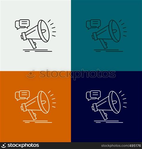 marketing, megaphone, announcement, promo, promotion Icon Over Various Background. Line style design, designed for web and app. Eps 10 vector illustration. Vector EPS10 Abstract Template background