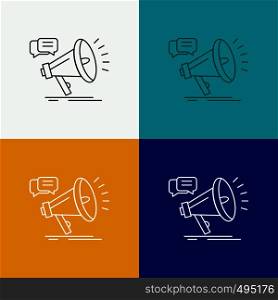 marketing, megaphone, announcement, promo, promotion Icon Over Various Background. Line style design, designed for web and app. Eps 10 vector illustration. Vector EPS10 Abstract Template background