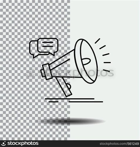marketing, megaphone, announcement, promo, promotion Line Icon on Transparent Background. Black Icon Vector Illustration. Vector EPS10 Abstract Template background