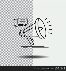 marketing, megaphone, announcement, promo, promotion Line Icon on Transparent Background. Black Icon Vector Illustration. Vector EPS10 Abstract Template background
