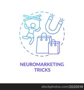 Marketing neuroscience tricks concept icon. Behavior research. Attracting new clients. Customer emotions manipulation abstract idea thin line illustration. Vector isolated outline color drawing. Marketing neuroscience tricks concept icon