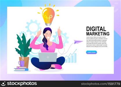 marketing online conference. infographic element icons flat cartoon concept. design for banner web. vector illustration infographic social media business.