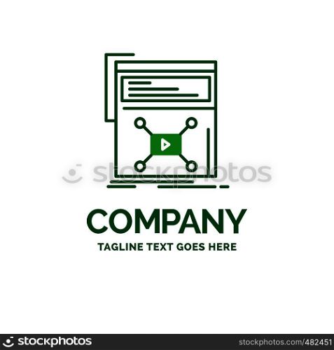 Marketing, page, video, web, website Flat Business Logo template. Creative Green Brand Name Design.