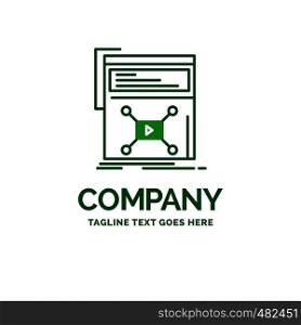 Marketing, page, video, web, website Flat Business Logo template. Creative Green Brand Name Design.