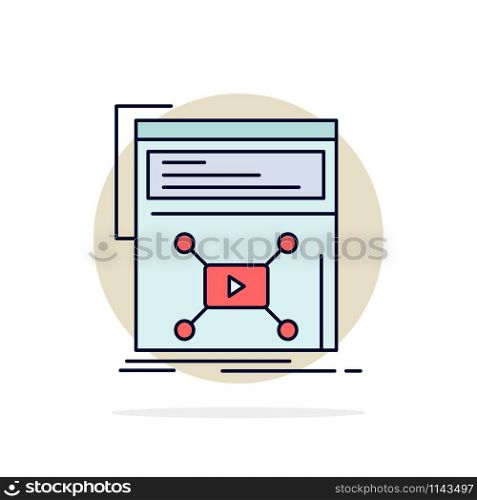 Marketing, page, video, web, website Flat Color Icon Vector