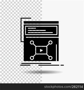 Marketing, page, video, web, website Glyph Icon on Transparent Background. Black Icon