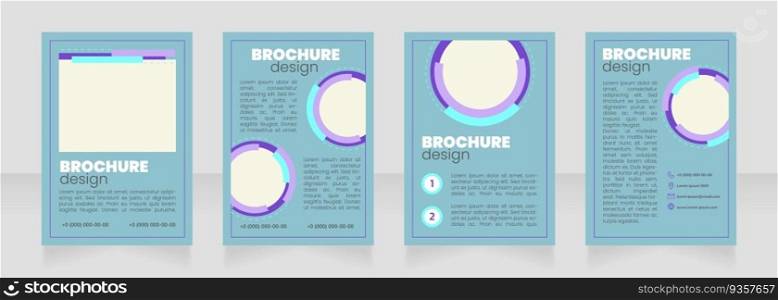 Marketing service grey blue blank brochure layout design. Promo agency. Vertical poster template set with empty copy space for text. Premade corporate reports collection. Editable flyer paper pages. Marketing service grey blue blank brochure layout design